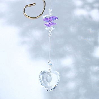 H&D Crystal Heart Shaped Prism Suncatcher Rainbo Maker Висяща верига за прозорец Начало Сватбен декор Орнаменти Подаръци