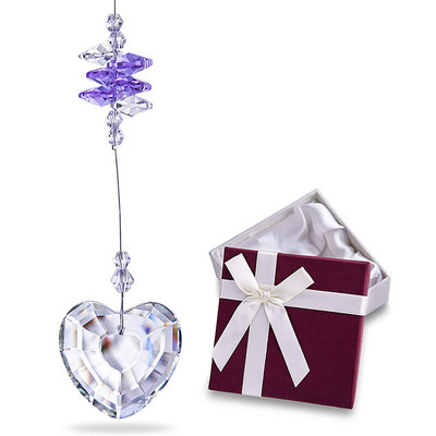 H&D Crystal Heart Shaped Prism Suncatcher Rainbo Maker Висяща верига за прозорец Начало Сватбен декор Орнаменти Подаръци