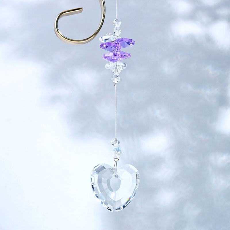 H&D Cristal în formă de inimă Prismă Suncatcher Rainbo Maker Lanț agățat pentru fereastră acasă Decor nuntă Ornamente Cadouri