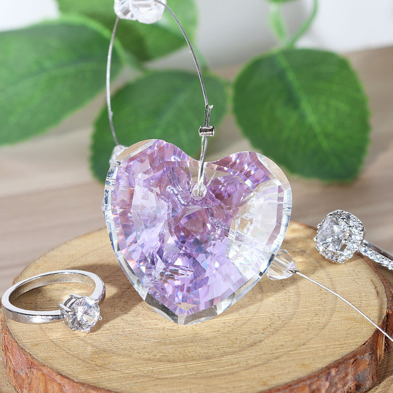 H&D Cristal în formă de inimă Prismă Suncatcher Rainbo Maker Lanț agățat pentru fereastră acasă Decor nuntă Ornamente Cadouri