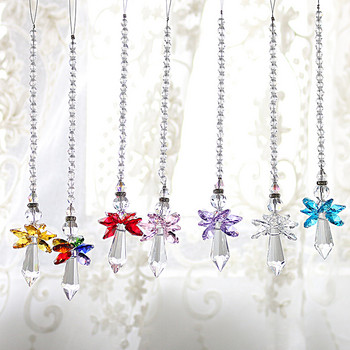 H&D Rainbow Guardian Angel Crystal Suncatcher για διακόσμηση σπιτιού/αυτοκίνητου & διακόσμηση βεράντας & κρεμαστά στολίδι από κρυστάλλινο γυαλί (Μπλε)