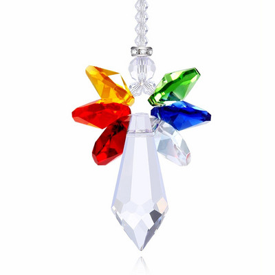 H&D Rainbow Guardian Angel Crystal Suncatcher για διακόσμηση σπιτιού/αυτοκίνητου & διακόσμηση βεράντας & κρεμαστά στολίδι από κρυστάλλινο γυαλί (Μπλε)