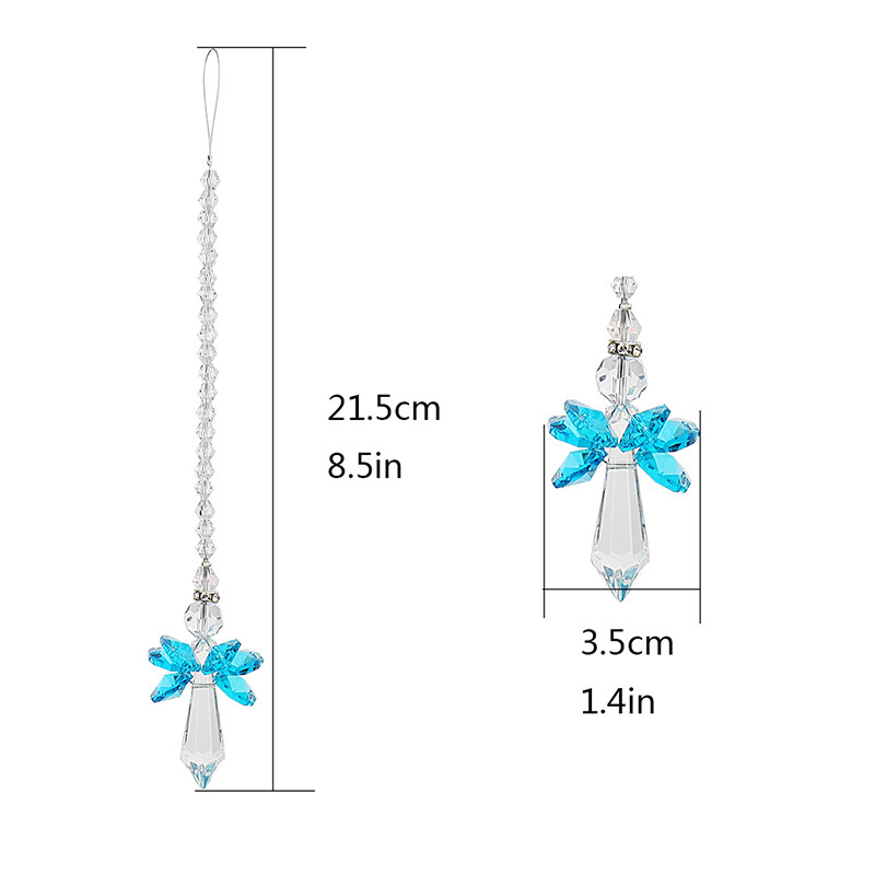 H&D Rainbow Guardian Angel Crystal Suncatcher για διακόσμηση σπιτιού/αυτοκίνητου & διακόσμηση βεράντας & κρεμαστά στολίδι από κρυστάλλινο γυαλί (Μπλε)