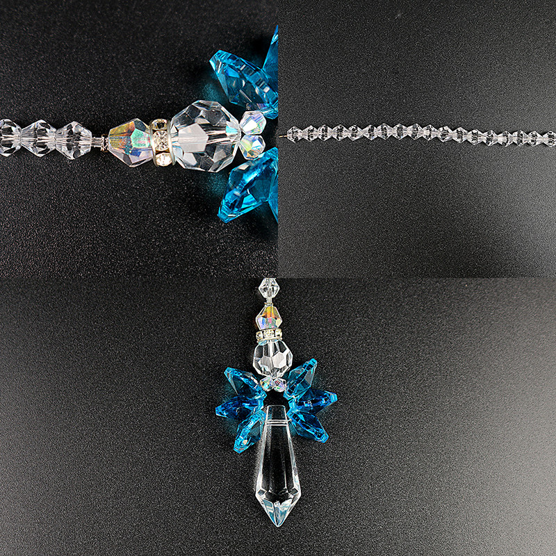 H&D Rainbow Guardian Angel Crystal Suncatcher για διακόσμηση σπιτιού/αυτοκίνητου & διακόσμηση βεράντας & κρεμαστά στολίδι από κρυστάλλινο γυαλί (Μπλε)