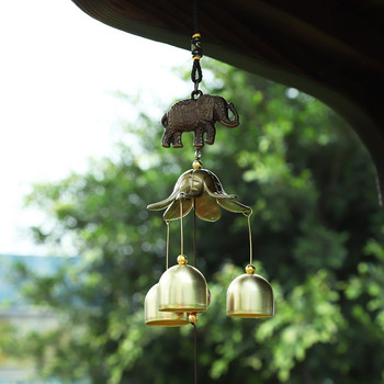 Антична висулка за вятърни звънчета Медна дворна градина Декорация за живеене на открито Метални звънчета за вятър Външен китайски ориенталски звънец за късмет