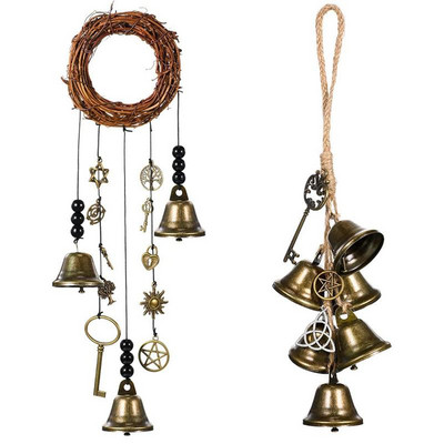 1 τμχ Witch Bell Wind Chime Rattan Χειροποίητα Κρεμαστά Κουδούνια μάγισσας Wiccan Magic Wind Chimes για καλή τύχη Δώρο χειροτεχνίας διακόσμησης σπιτιού