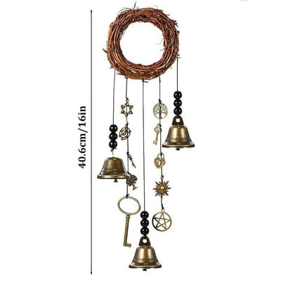 Witch Bell Wind Chime Banish Evil Crystal Quartz κρεμαστό μενταγιόν Δημιουργικό ξύλινο μενταγιόν κήπου Στολίδι παράθυρο για το σπίτι Διακόσμηση σπιτιού