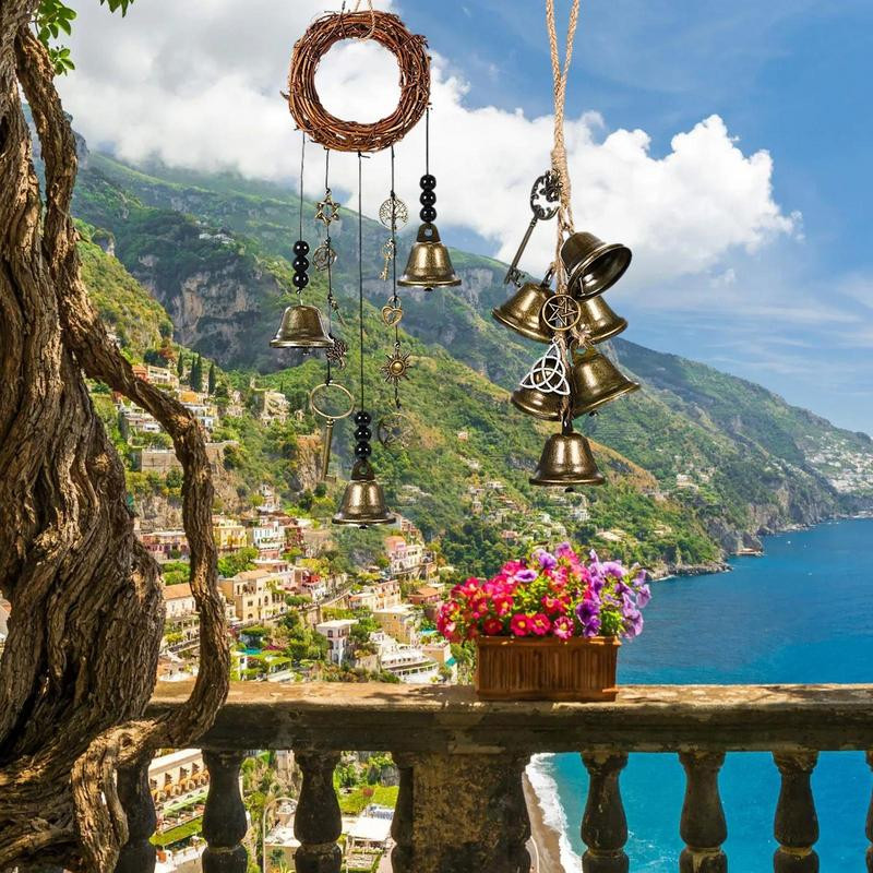 Witch Bell Wind Chime Banish Evil Crystal Quartz κρεμαστό μενταγιόν Δημιουργικό ξύλινο μενταγιόν κήπου Στολίδι παράθυρο για το σπίτι Διακόσμηση σπιτιού