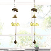 1 tk Vintage pronksist tuulekellad koos Lucky maskoti aiaga Kodukaunistus Ripatsid Käsitöö Ukse esiküljel mitme kellaga rippuv ornament