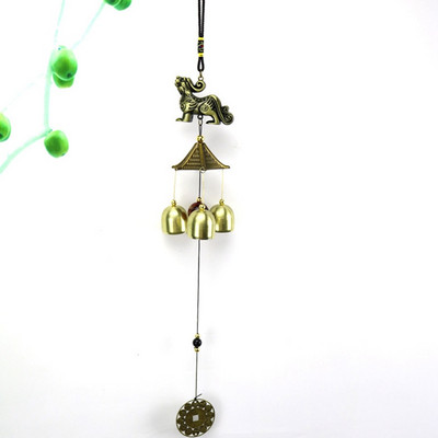 1 tk Vintage pronksist tuulekellad koos Lucky maskoti aiaga Kodukaunistus Ripatsid Käsitöö Ukse esiküljel mitme kellaga rippuv ornament