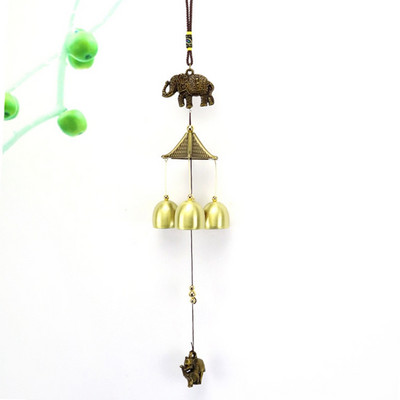 1 tk Vintage pronksist tuulekellad koos Lucky maskoti aiaga Kodukaunistus Ripatsid Käsitöö Ukse esiküljel mitme kellaga rippuv ornament