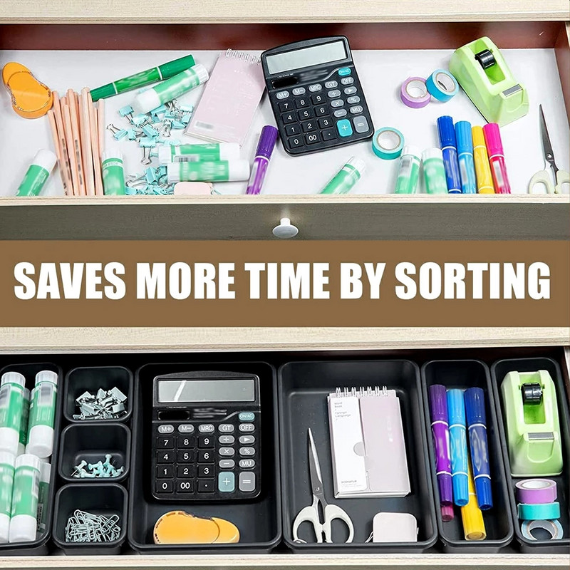 8kom Pregradna ladica Organizator Kutija Ladice za pohranu Blagajna Ured Kućna Kuhinja Kupaonica Ormarić Stol Nakit Šminka Organizacija