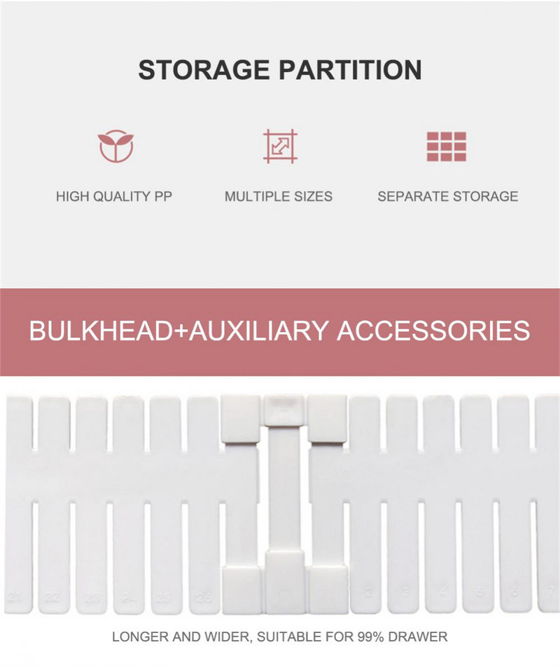 10 vnt. Stalčių pertvaros priedai Prailginimo sagtis Fiksuotas spaustukas Stalčius „Pasidaryk pats“ Sandėliavimo lentų pertvara, kojinių apatinių drabužių organizatorius