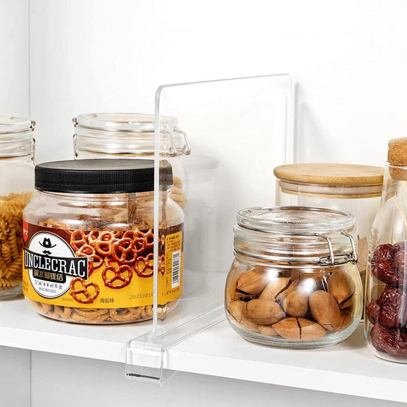 1 gab akrila plauktu dalītāji Plauktu dalītājs skapjiem ar koka plauktiem caurspīdīgi plauktu sadalītāji organizācijai vannas istabai