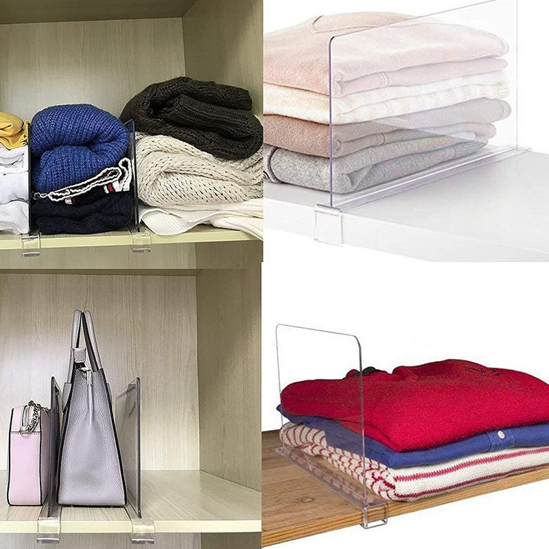 1 gab akrila plauktu dalītāji Plauktu dalītājs skapjiem ar koka plauktiem caurspīdīgi plauktu sadalītāji organizācijai vannas istabai