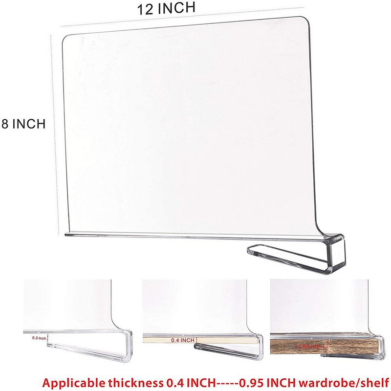 1 gab akrila plauktu dalītāji Plauktu dalītājs skapjiem ar koka plauktiem caurspīdīgi plauktu sadalītāji organizācijai vannas istabai