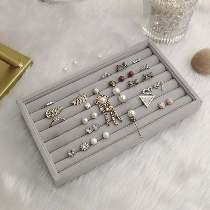 Ékszerdoboz Vitrin Fiók Tároló Több rácsos besorolás Tárolás Flanel Nyaklánc Gyűrűk Fülbevaló Tároló tok otthonra