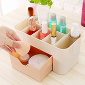 Organizator za pohranu šminke Plastična ladica za kozmetiku Comestic Kutija za pohranu kistova s ladicom Pamučni štapići Stolni držač za sitnice
