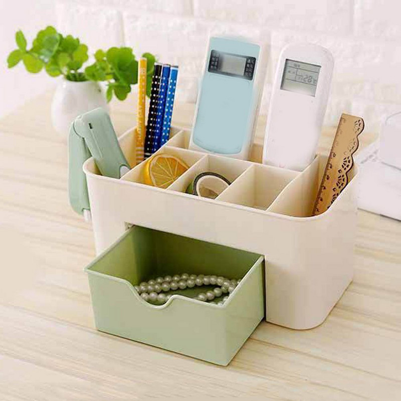 Organizator za pohranu šminke Plastična ladica za kozmetiku Comestic Kutija za pohranu kistova s ladicom Pamučni štapići Stolni držač za sitnice
