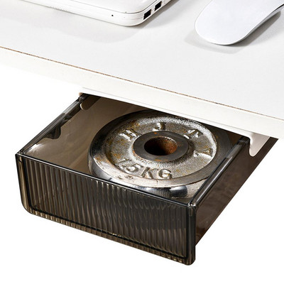 Po stalo stalčiais Permatomos raštinės reikmenų laikymo dėžutės, skirtos namų biurui, mokyklos stalui laikyti ir sutaupyti