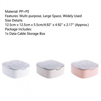 Кабелна кутия Спестяваща място класификация с капак Прозрачен държач за съхранение на кабел за данни за чекмеджета