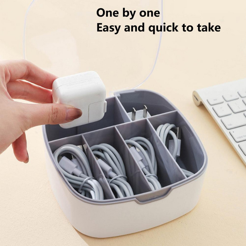 Kabeļu kastes vietu taupoša klasifikācija ar vāku, caurredzamu datu kabeļu uzglabāšanas turētājs atvilktnēm