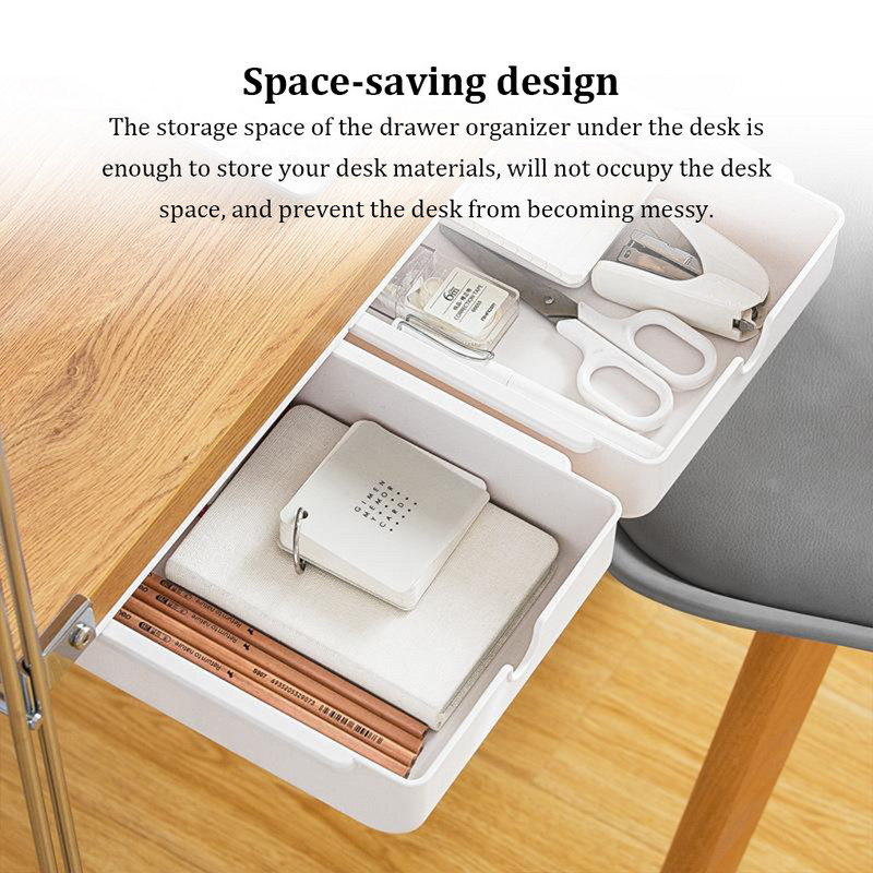 Íróasztal alatti fiók Helytakarékos tárolótok Rejtett öntapadó ceruzatálca Rendszerező konténerek Tárolódoboz fehér