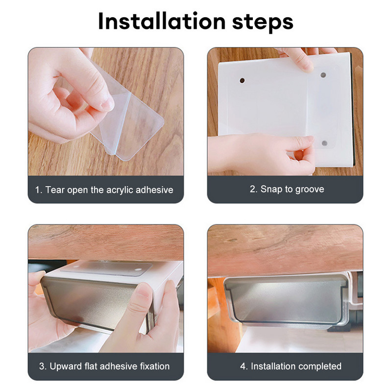 Fiók típusa Tárolódoboz az asztal alatt Punch free Self Stick asztali szervező láthatatlan irodai papíráru különféle tároló fiók