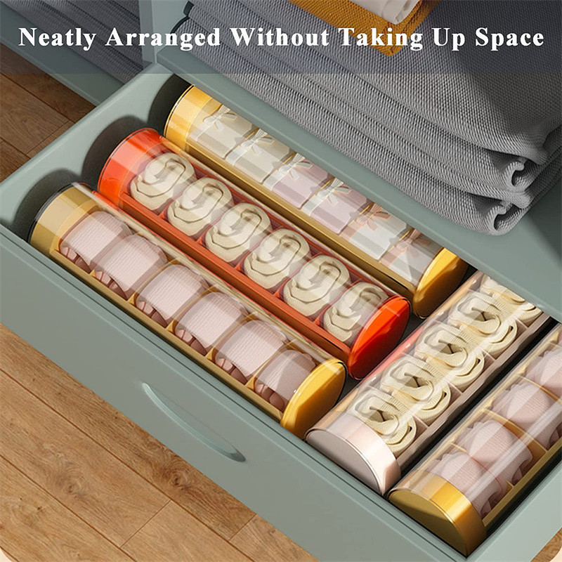 6 skyriai Ištraukiamos kojinės apatinių drabužių laikymo dėžė Skaidrus stalčių laikiklis apatiniam trikotažui drabužiams kojinėms kaklaraiščiams laikyti namuose