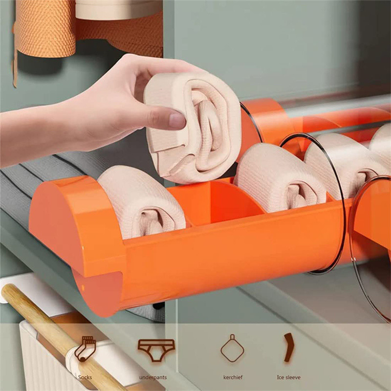 6 skyriai Ištraukiamos kojinės apatinių drabužių laikymo dėžė Skaidrus stalčių laikiklis apatiniam trikotažui drabužiams kojinėms kaklaraiščiams laikyti namuose