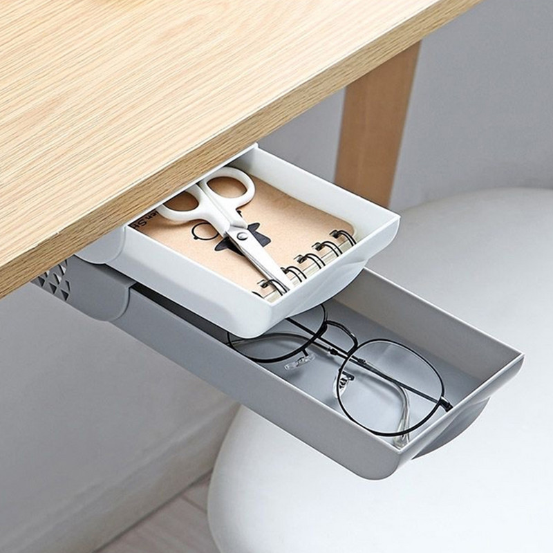 Lipni laikymo stalčiai Organizacija, paslėpta po stalčiumi, laikymo dėžutė Makiažo organizatorius Mokyklinis raštinės reikmenų dėklas