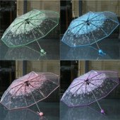 Ρομαντική διάφανη διαφανή λουλούδια Bubble Dome Cute Designer Goth Umbrella for Wind Heavy Rain Γυναικεία ομπρέλα ήλιου