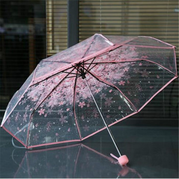 Романтичен прозрачен прозрачен цветен купол с балончета Сладък дизайнерски готически чадър за вятър и силен дъжд Дамски слънчев чадър