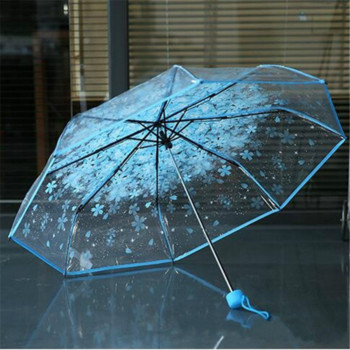 Романтичен прозрачен прозрачен цветен купол с балончета Сладък дизайнерски готически чадър за вятър и силен дъжд Дамски слънчев чадър