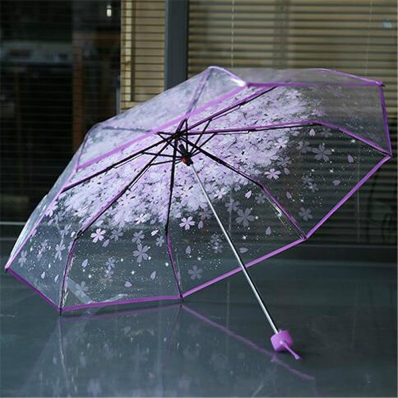 Ρομαντική διάφανη διαφανή λουλούδια Bubble Dome Cute Designer Goth Umbrella for Wind Heavy Rain Γυναικεία ομπρέλα ήλιου