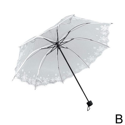 Naujas skaidrus sulankstomas moteriškas skėtis Madingas ir prabangus skėtis, atsparus vandeniui kūrybinis skėtis juodas kaip vasaros srautas