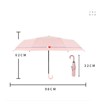 Λαβή σε σχήμα U Pocket Mini Umbrella Anti UV Paraguas Sun Umbrella Rain Αντιανεμική 3 αναδιπλούμενες φορητές ομπρέλες για γυναίκες Παιδιά