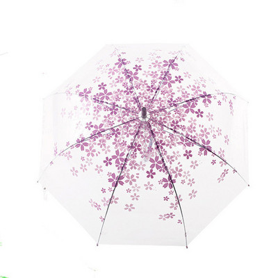 Caurspīdīga mazā bārdiņa lietussargs ar garu rokturi Super viegls multfilmu mežģīņu Apollo lietussargs 3D 8 kaulu pusautomātiskie lietussargi