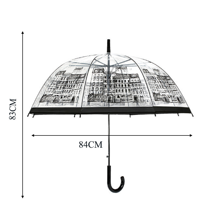 Caurspīdīga mazā bārdiņa lietussargs ar garu rokturi Super viegls multfilmu mežģīņu Apollo lietussargs 3D 8 kaulu pusautomātiskie lietussargi