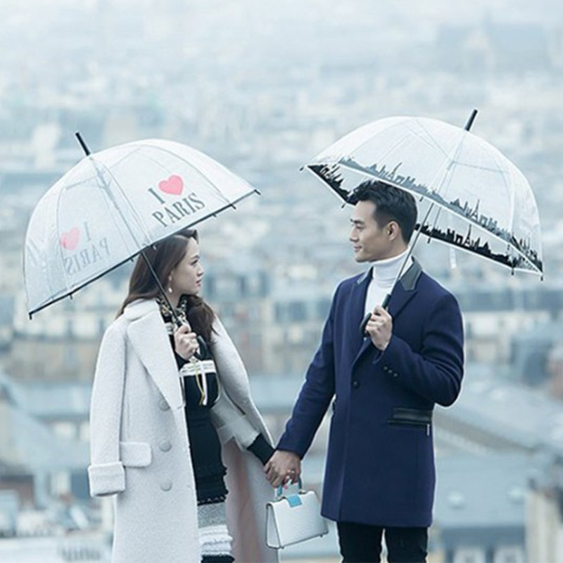 Caurspīdīga mazā bārdiņa lietussargs ar garu rokturi Super viegls multfilmu mežģīņu Apollo lietussargs 3D 8 kaulu pusautomātiskie lietussargi