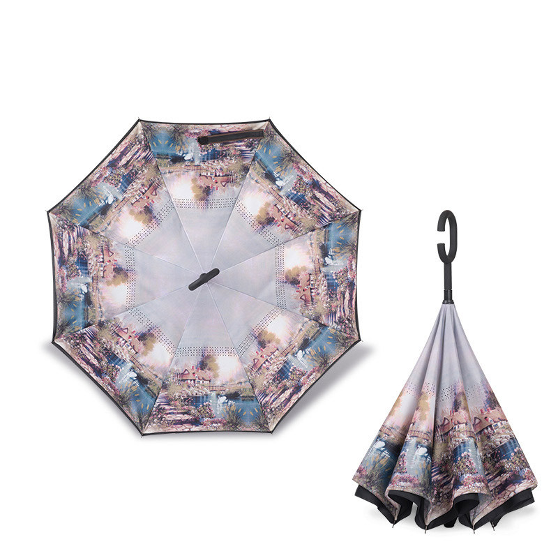 2023. gada saliekams ar garu kātu, divslāņu apgriezts lietussargs, vēja necaurlaidīgs, reverss C-āķis, vīriešu golfa lietussargs, reverss lietussargi sievietēm