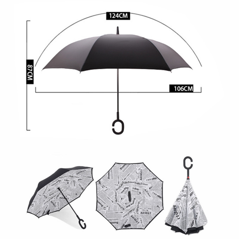 2023. gada saliekams ar garu kātu, divslāņu apgriezts lietussargs, vēja necaurlaidīgs, reverss C-āķis, vīriešu golfa lietussargs, reverss lietussargi sievietēm