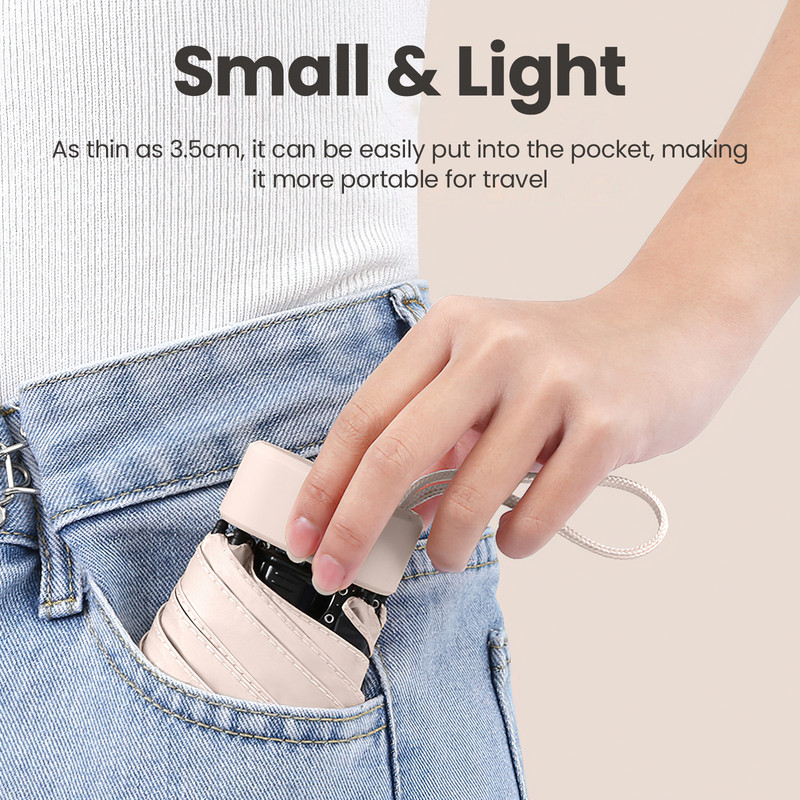 Prijenosni suncobran od 14 cm Mini suncobran UV sklopivi kišobran Zaštita od sunca Ultralaki suncobran za kišu Prijenosni putni kišobran