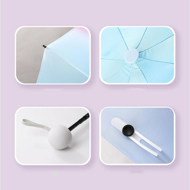 Šareni gradijentni mini kišobran 8 rebara Luksuzni ženski kišobrani Anti UV suncobran 5 sklopivih modnih krema za sunčanje Mali ručni kišobran