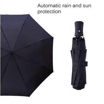 Αυτόματη πτυσσόμενη ομπρέλα αντιανεμική βροχή και μεγάλη μαύρη μόδα επαγγελματική ομπρέλα Δώρο ανδρών γυναικών αντιανεμική ανδρική ομπρέλα