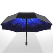 Trīskāršs Black Star Umbrella Sieviešu automātiskais lietussargs Vīriešu salokāmi lietussargi lietus un saules saulessargi dāvana vīriešiem Meitene bērns