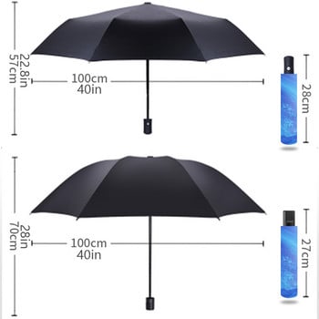 3πλάσιο Black Star Umbrella Γυναικεία αυτόματη ομπρέλα Αντρικές πτυσσόμενες ομπρέλες για βροχή και ήλιο Δώρο για άνδρες Κοριτσάκι παιδί
