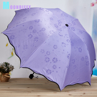 Prijenosni trostruki kišobran Meet Water Cvjetanje Sunny and Rain Kišobran dvostruke namjene Anti-ultraviolet Suncobran Snažan kišobran