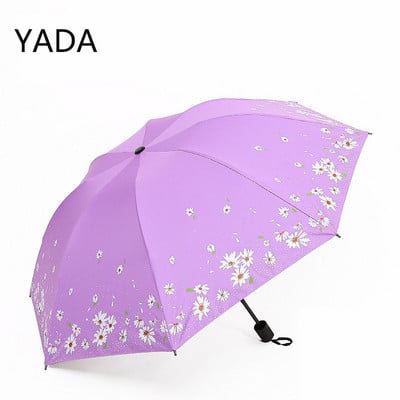 YADA Fashion Daisy Flowers Print vihmavarjud Tuulekindlad Kokkupandavad vihmavarjud Naistele Päikesevari UV-vastane Naiste vihmavari YD210039