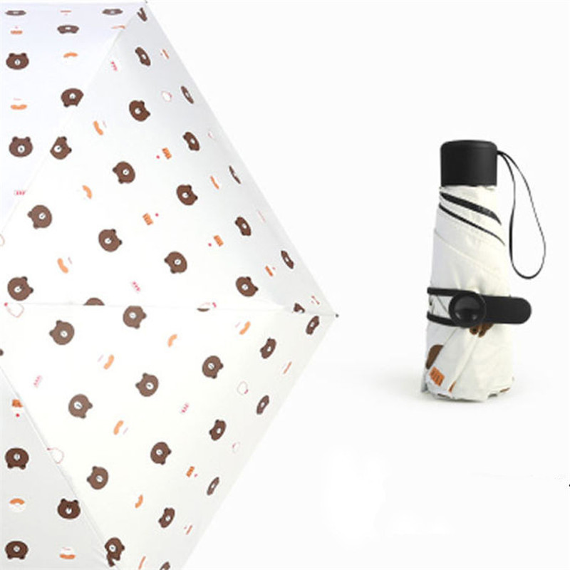 Mini sulankstomas skėtis moterims Prekės ženklo Travel Anti-UV vėjui atsparus lietaus animacinis filmas vaikams nuo saulės skėčio kišeniniai skėčiai